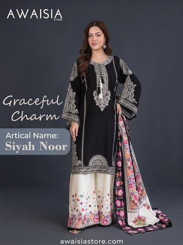 ZW010 - Black Embroidered 3 Piece Suit