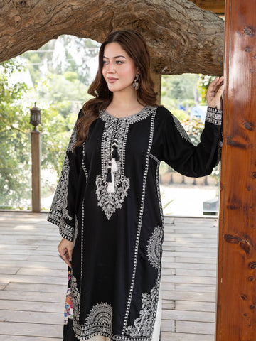 ZW010 - Black Embroidered 3 Piece Suit