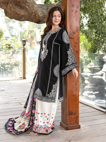 ZW010 - Black Embroidered 3 Piece Suit