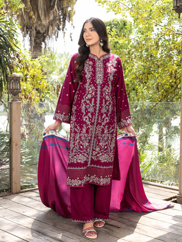 ZW004 - Magenta Embroidered 3 Piece Suit