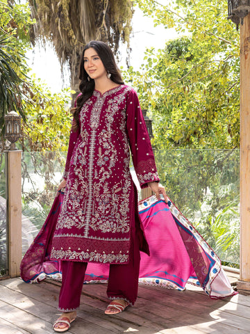 ZW004 - Magenta Embroidered 3 Piece Suit