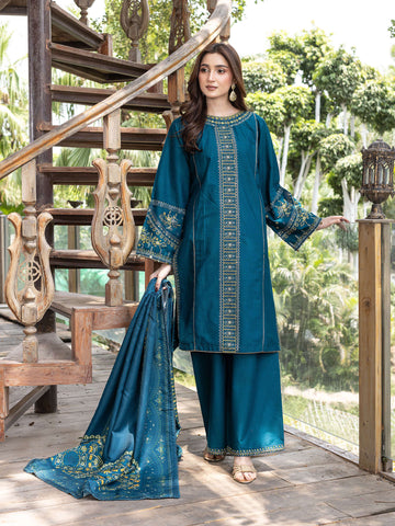 ZW005 - Deep Teal Embroidered 3 Piece Suit
