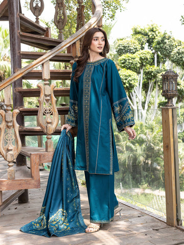 ZW005 - Deep Teal Embroidered 3 Piece Suit