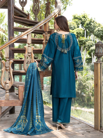 ZW005 - Deep Teal Embroidered 3 Piece Suit
