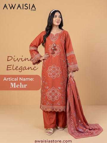 ZW013 - Rust Orange Embroidered 3 Piece Suit
