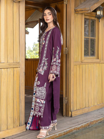 ZW001 - Plum Purple Embroidered 3 Piece Suit