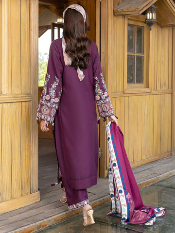 ZW001 - Plum Purple Embroidered 3 Piece Suit