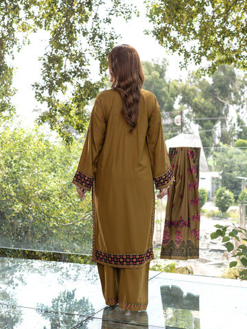 ZW010 - Mustard Brown Embroidered 3 Piece Suit
