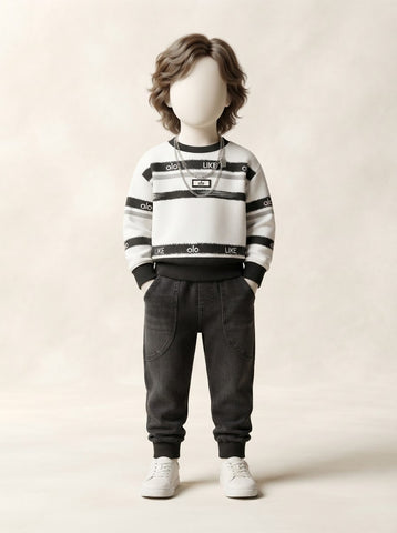 Boys Striped Sweatshirt & Jeans Set - 1 to 4 Years