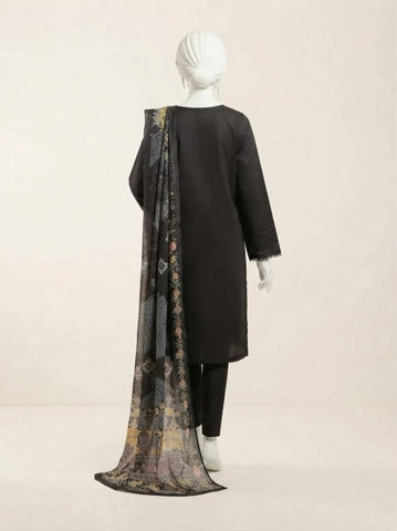 Women Black Embroidered Premium Winter 3PC Suit