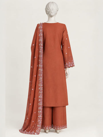 ZW004 - Women Rust Embroidered 3PC Formal Suit (Rust)
