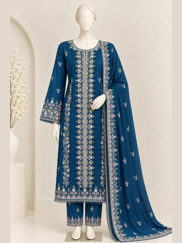 ZW008 - Women Blue Embroidered 3PC Formal Suit