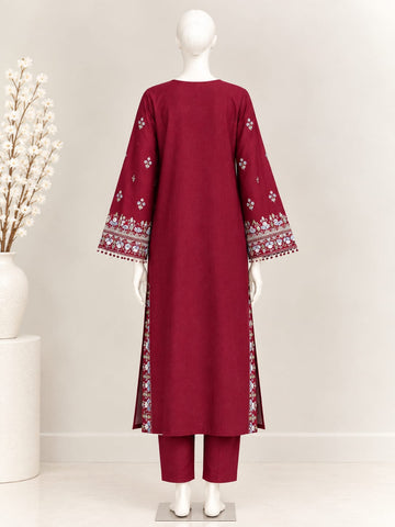 ZW008 - Women Red Embroidered 3PC Formal Suit  (Red)