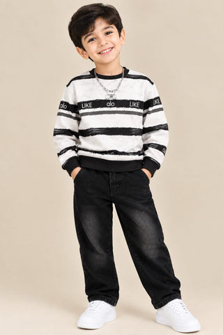 MA744 - Boys Striped Sweatshirt & Jeans Set - 1 to 5 Years