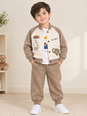 - MA537 Boys Say Hello Varsity Jacket & Pant Set