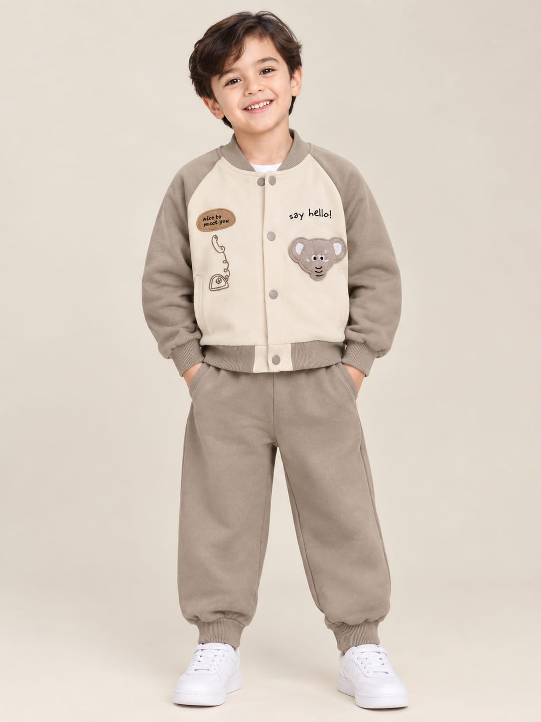 - MA537 Boys Say Hello Varsity Jacket & Pant Set