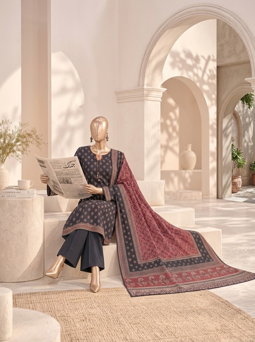 ZW038 - Women Printed 3PC Stitched Suit