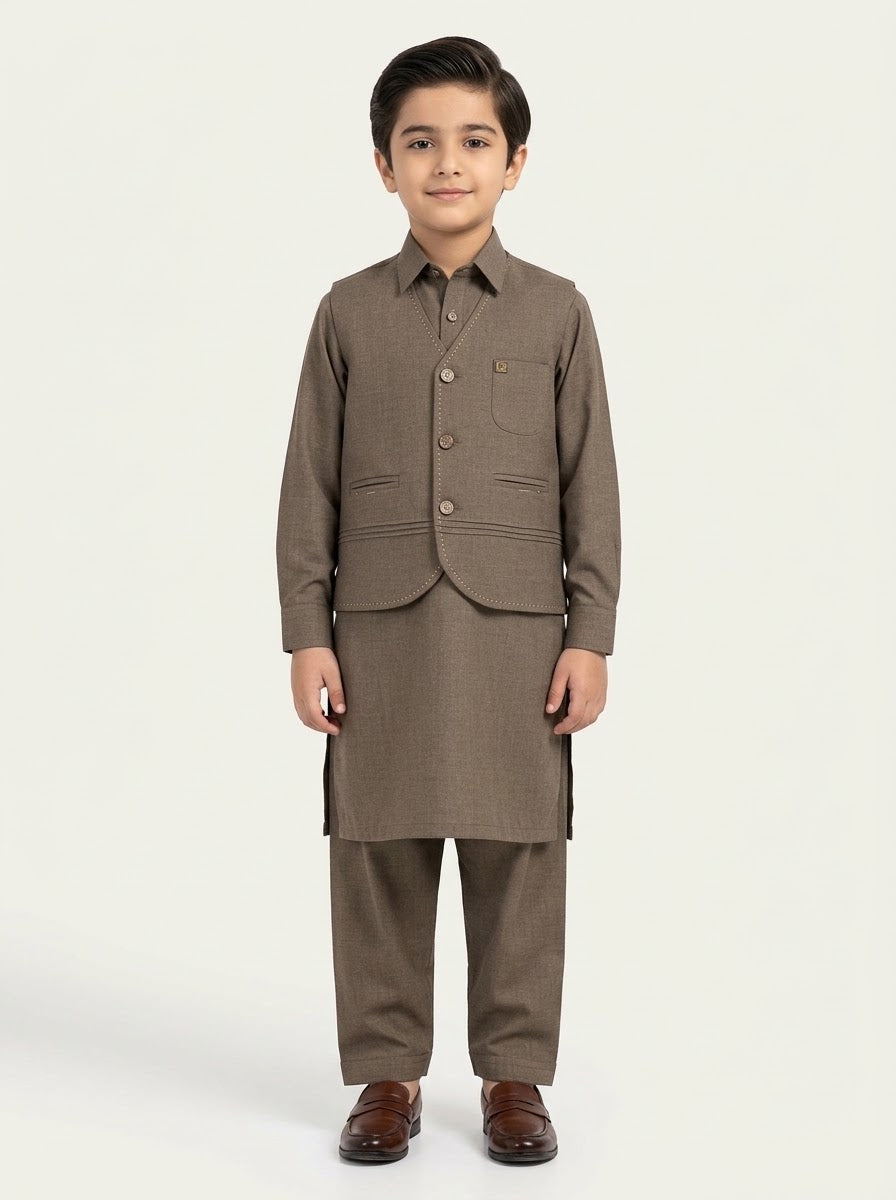 Boys Waistcoat Kurta Shalwar 3-Piece Suit - 1 to 15 Years