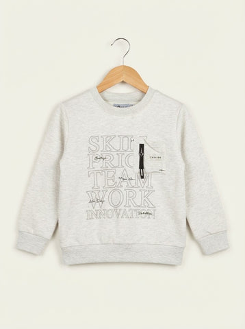 MA738 - Kids Text Print Zipper Pocket Sweatshirt - 6 to 12 Years
