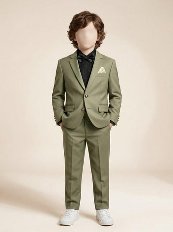 BA060 - Boys Maroon Shawl Collar Tuxedo Suit with Brooch - 1 to 12 Years (Maroon)