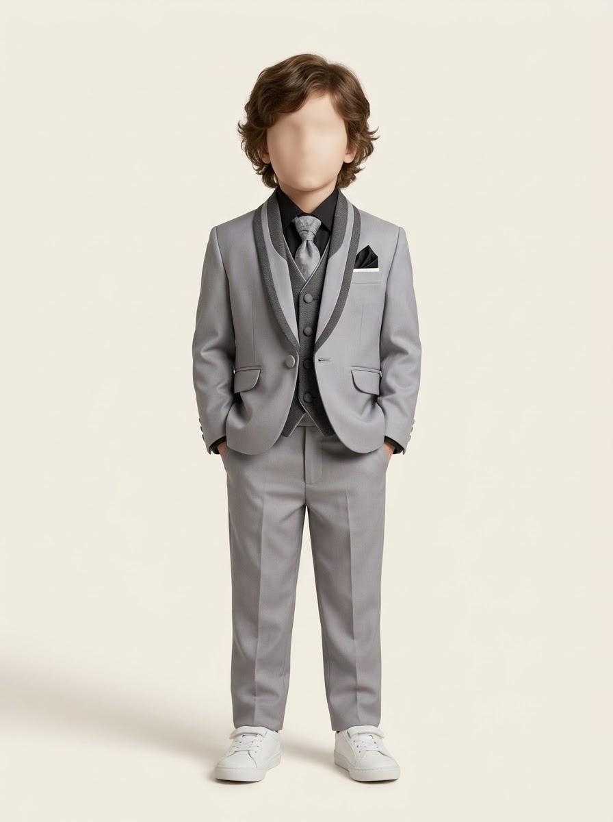 BA177 - Boys Shawl Collar 3-Piece Suit with Waistcoat & Tie - 9 to 12 Years