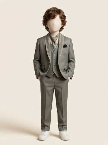 BA177 - Boys Shawl Collar 3-Piece Suit with Waistcoat & Tie - 9 to 12 Years