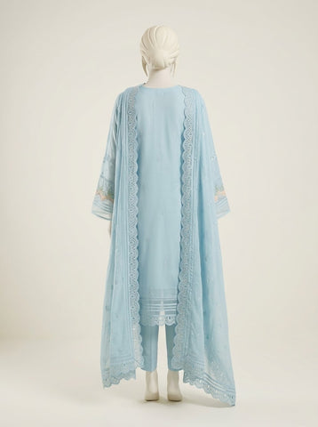 ZA007 - Women Ice Blue Embroidered 3PC Formal Suit - Luxury Collection
