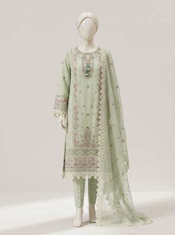 ZA162 - Women Mint Green Embroidered 3PC Formal Suit - Luxury Collection