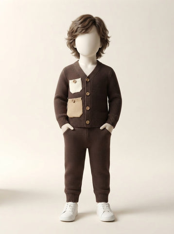 Baby Boys Patch Pocket Knit Cardigan & Pant Set - 3 to 18 Months