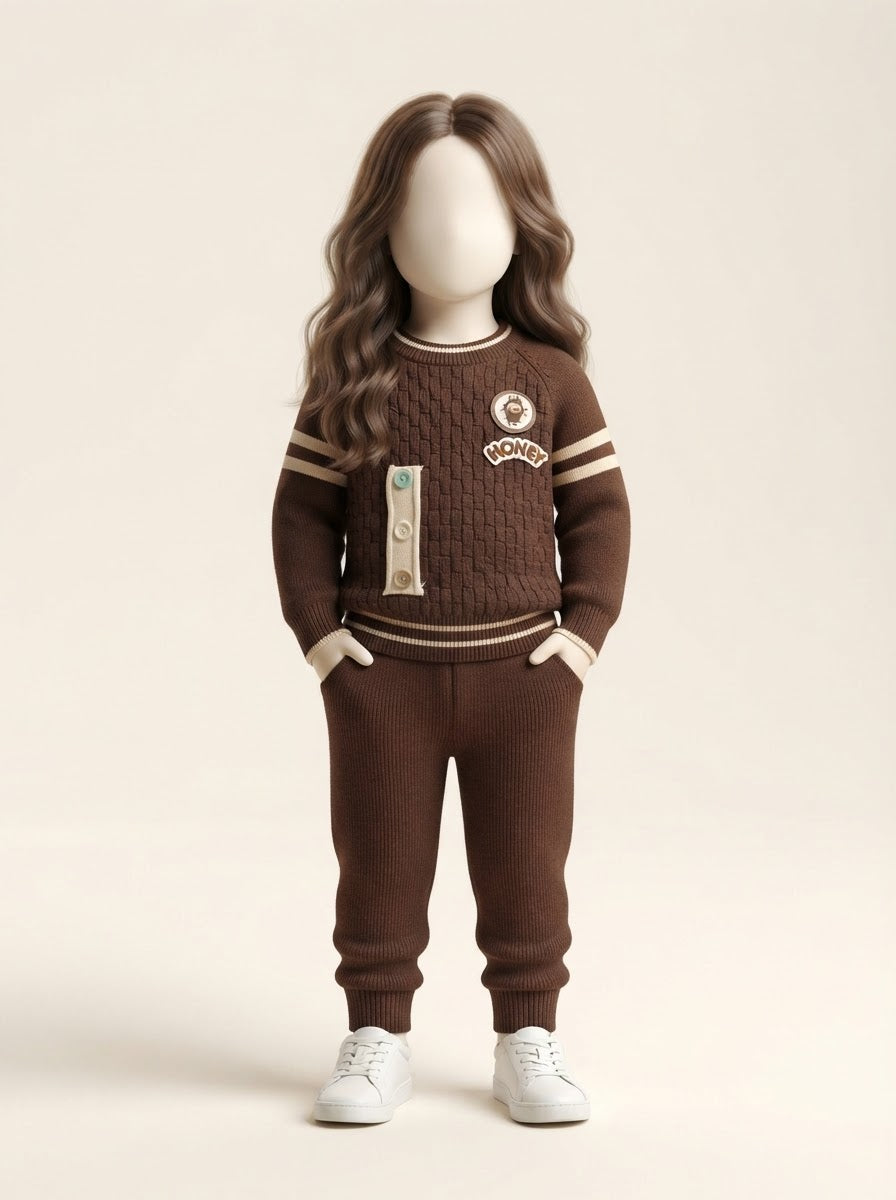 Baby Girls Brown Honey Cable Knit Sweater & Pant Set - 3 to 18 Months