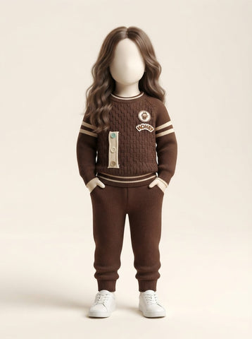 Baby Girls Brown Honey Cable Knit Sweater & Pant Set - 3 to 18 Months