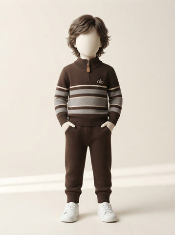 Baby Boys Striped Half-Zip Sweater & Pant Set - 3 to 18 Months