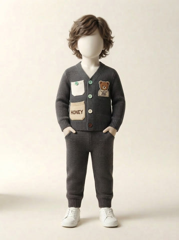 Baby Boys Patch Pocket Knit Cardigan & Pant Set - 3 to 18 Months