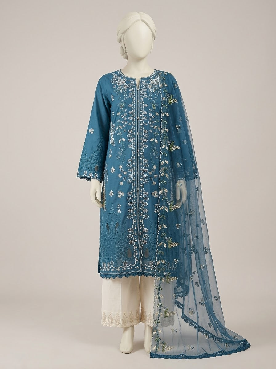 ZW051 - Women Chikankari Embroidered 3PC Suit - 6 Colors