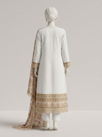 ZA105 - Women Embroidered 3PC Suit (White & Black)