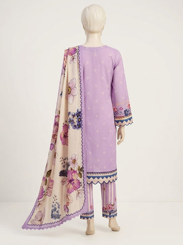 ZW038 - Women Lilac Floral Printed 3PC Stitched Suit