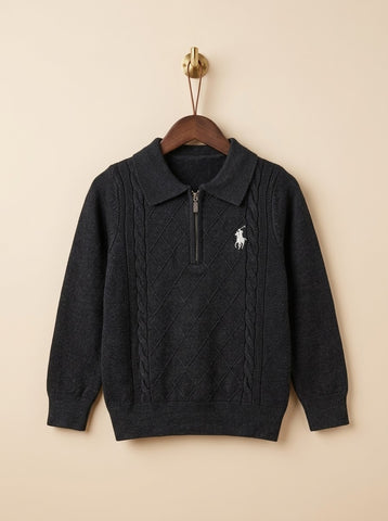 MA325 - Boys Cable Knit Half Zip Polo Sweater - 2 to 7 Years