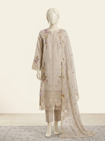 ZW010 - Women Embroidered Cutwork 3PC Suit with Net Dupatta - 4 Colors