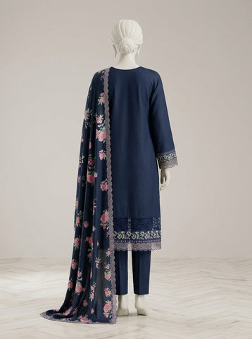 ZW014 - Women Embroidered Printed 3PC Suit with Cutwork - 4 Colors