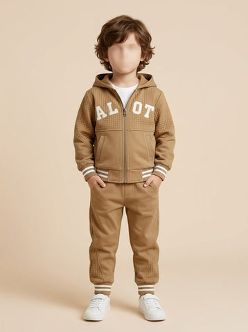 MW045 - Boys Quilted Varsity Hooded Jacket, Tee & Trouser 3-Piece Set - 1 to 4 Years