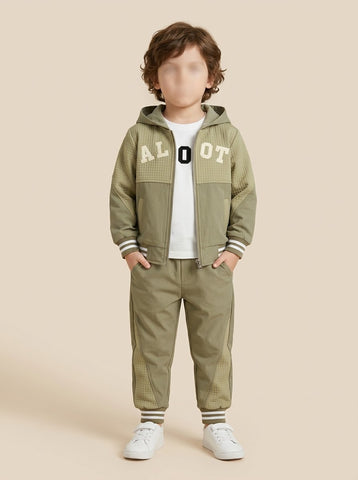 MW045 - Boys Quilted Varsity Hooded Jacket, Tee & Trouser 3-Piece Set - 1 to 4 Years