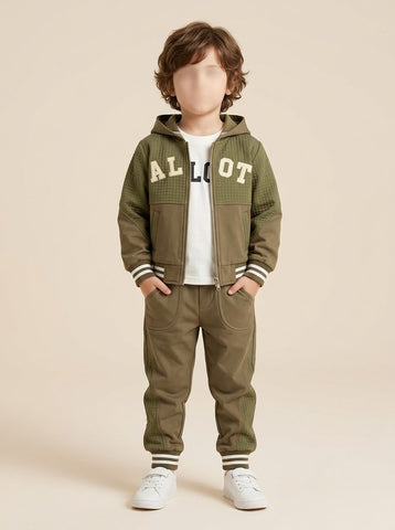 MW045 - Boys Quilted Varsity Hooded Jacket, Tee & Trouser 3-Piece Set - 1 to 4 Years