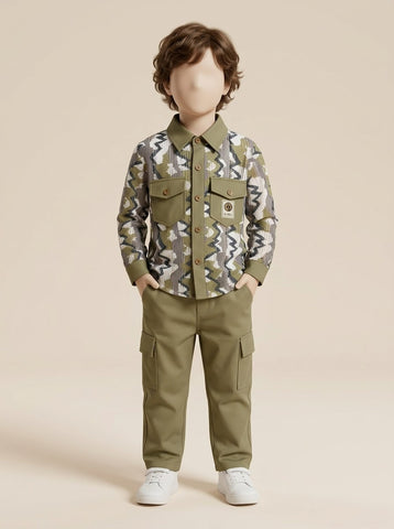 Boys Printed Shirt & Cargo Pant 2-Piece Set - 1 to 5 Years