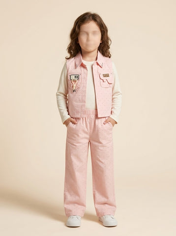 Girls Rhinestone Vest & Pant 2-Piece Set - 4 to 10 Years