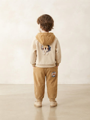 MA331 - Boys Corduroy Hooded Jacket, Tee & Pant 3-Piece Set - 1 to 5 Years