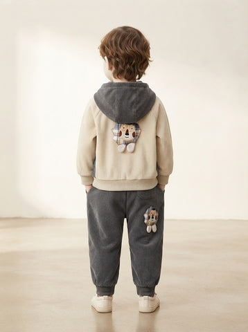 MA331 - Boys Corduroy Hooded Jacket, Tee & Pant 3-Piece Set - 1 to 5 Years